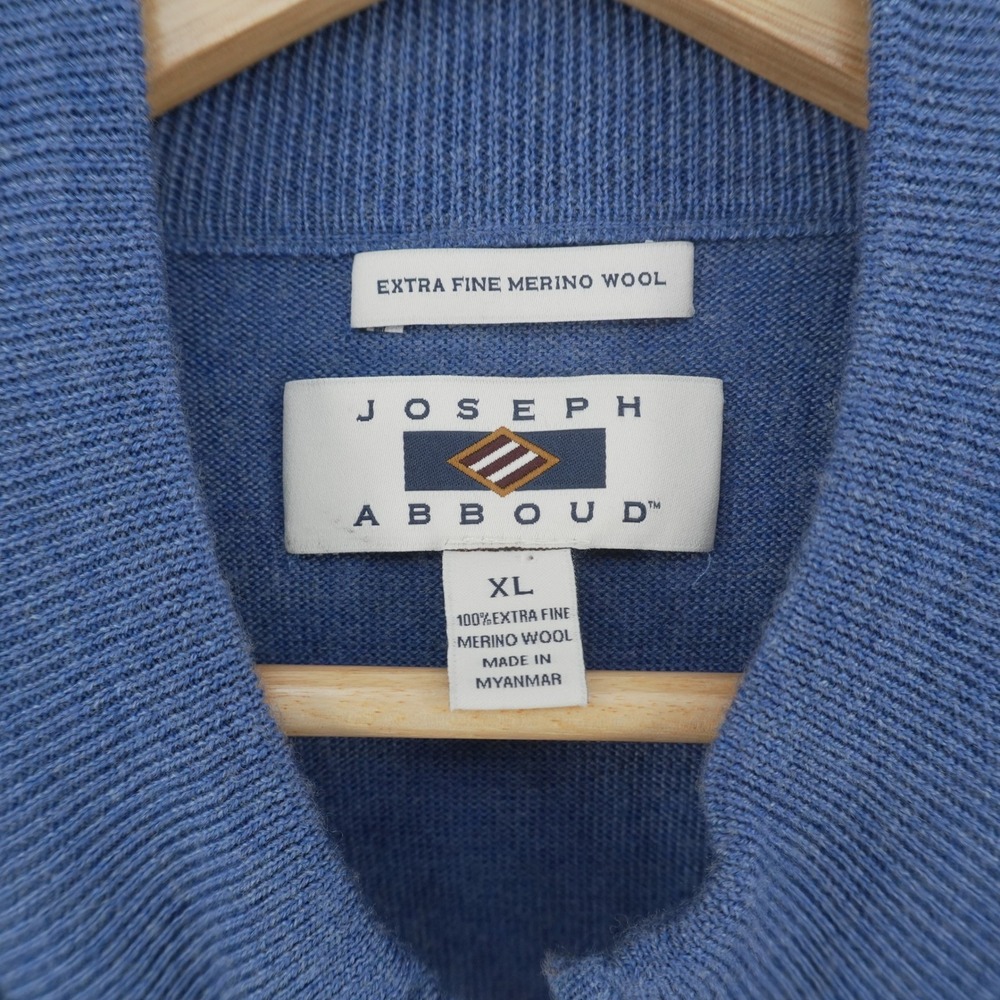 Joseph Abboud Quarter Zip Sweater Mens XL Blue Extra Fine Merino Wool Mock Neck - Picture 2 of 7